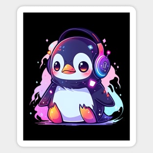 Cute Penguin With Headphones Magnet